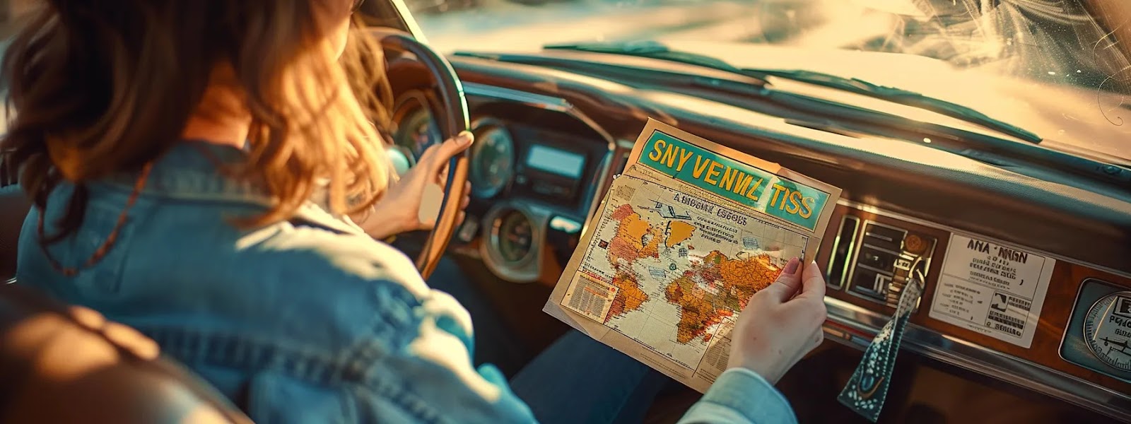 a person sitting in a car with a tulsa, oklahoma license plate, surrounded by insurance documents and a map of the state.