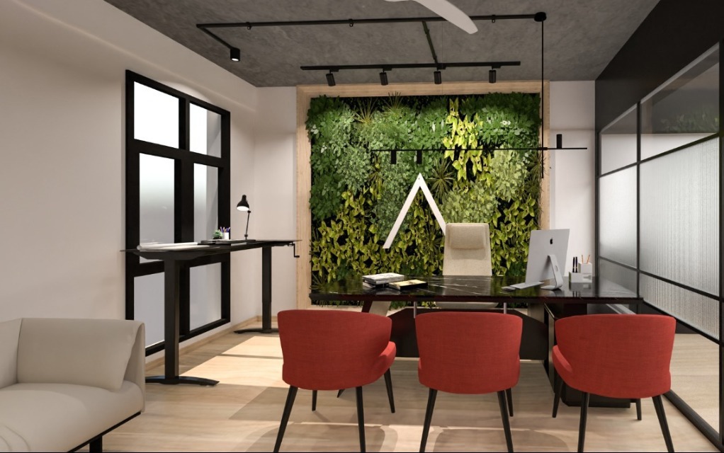 Innovative solutions Ltd office Manager room covered with Artificial plants