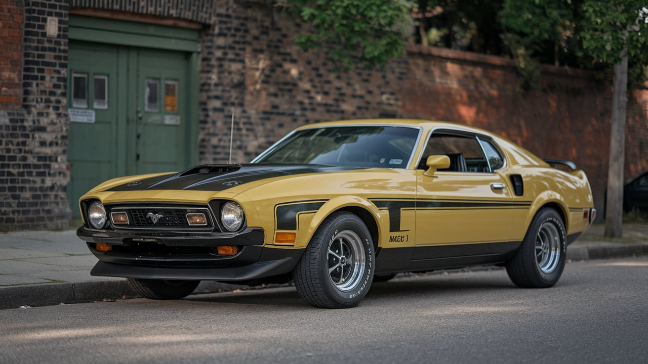 1972 mustang mach 1 canary yellow black louvers