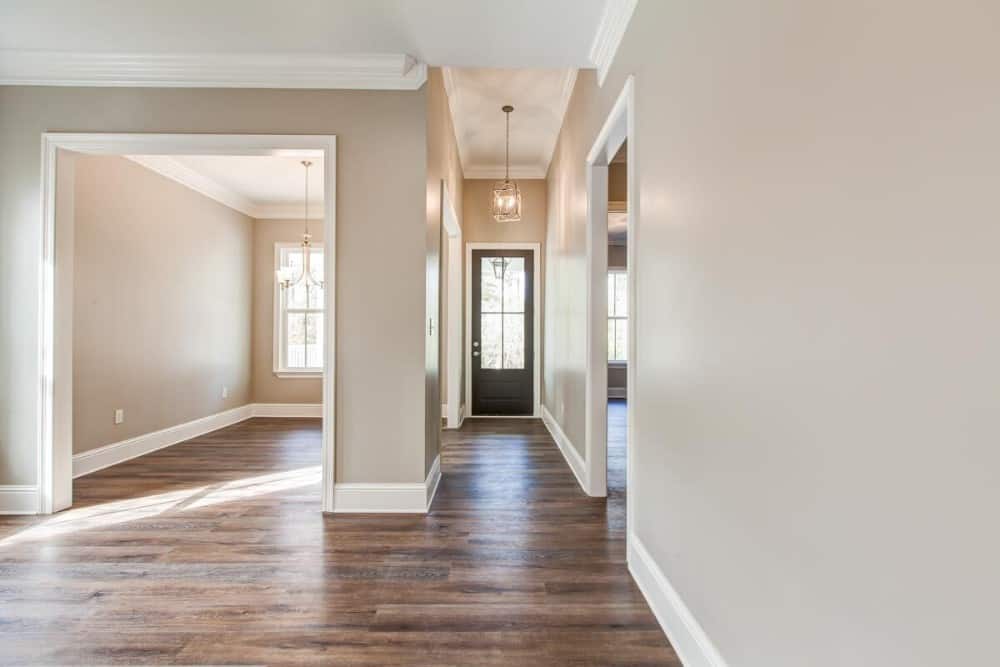 View of the flex space and foyer from the living room.