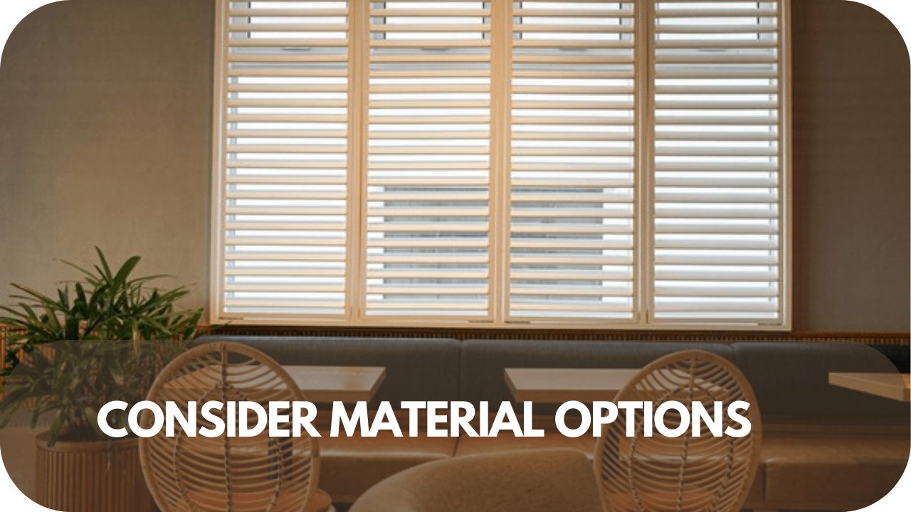 Variety of café blind materials on display, showcasing durability and style.