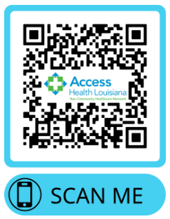A qr code with a blue rectangle

Description automatically generated