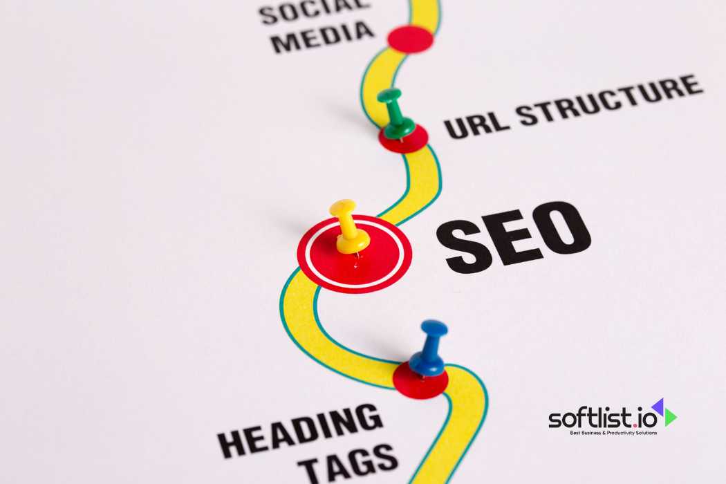 SEO roadmap with pushpins marking various stages