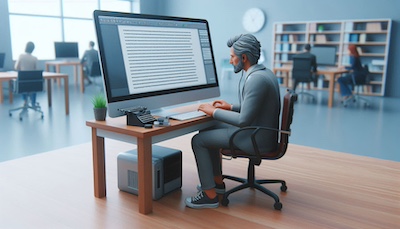 A writer producing content in a lifelike scene