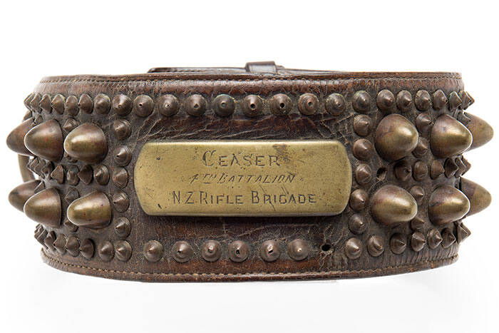 Dog collar belonging to Caesar, mascot of A Company 4th Battalion N.Z.R.B. \"Ceasar\"
