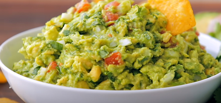 guacamole on a white bowl