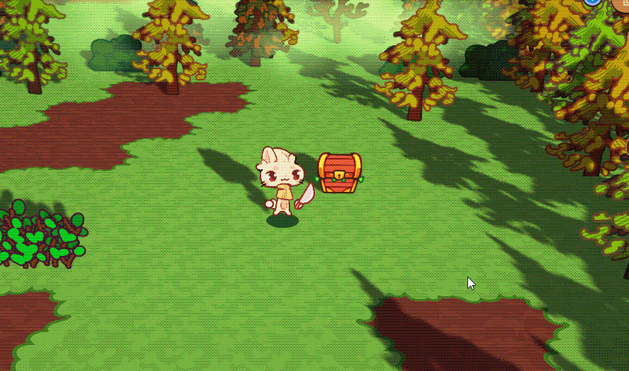 gif showing rabbit opening a treasure and getting rewards