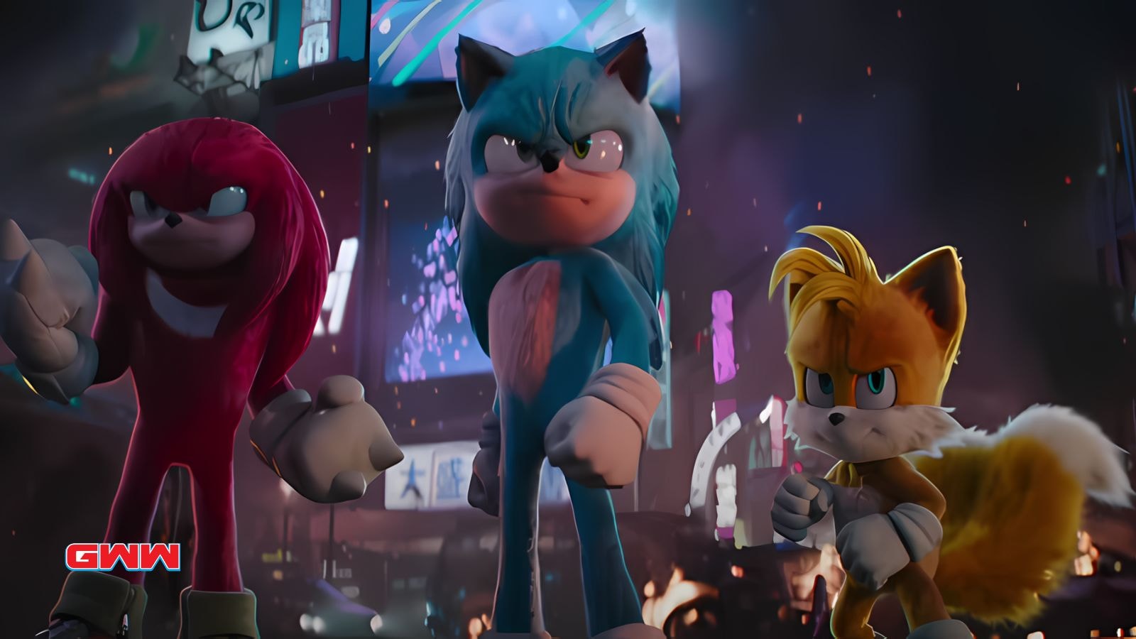 Sonic, Tails, and Knuckles in Sonic the Hedgehog 3 trailer