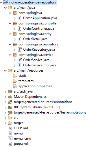 Use the NOT IN Operator in JPA Repository