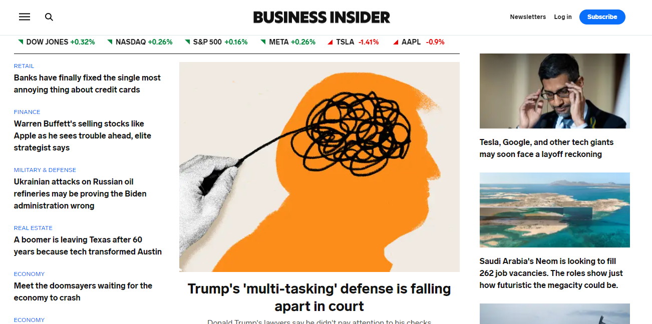 Business Insider's web page, one of the best blogs that talk about topics about business