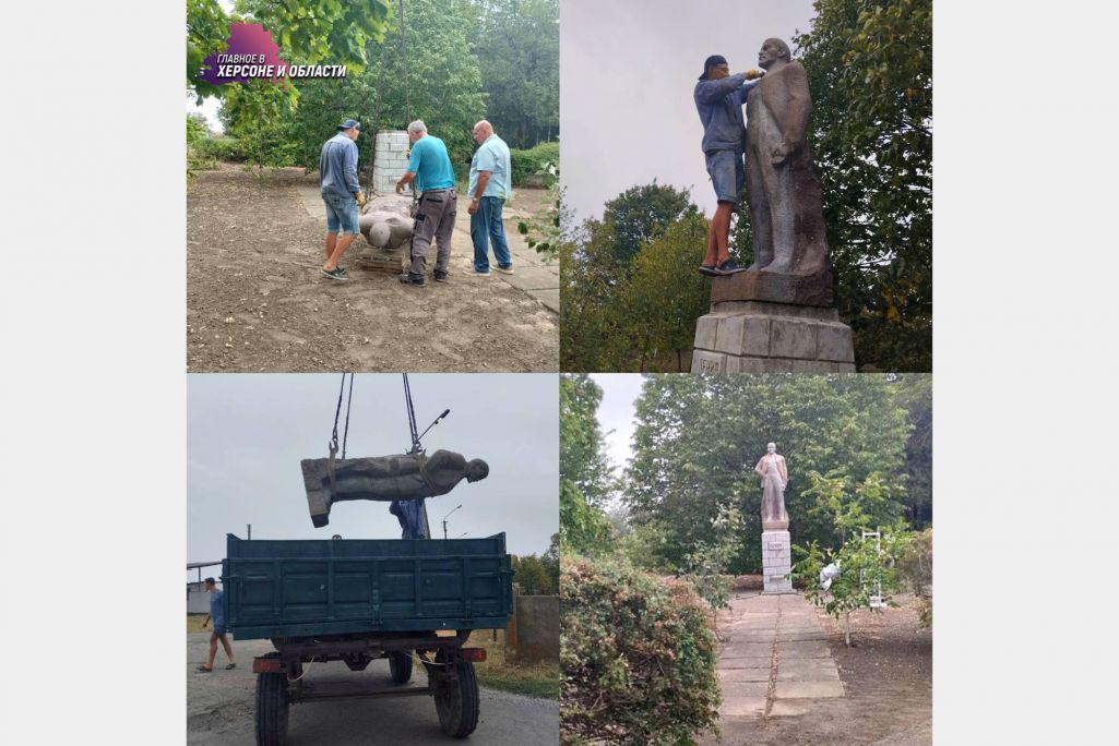 Установление памятника Ленину в Федоровке. Фото: Telehram / Главное в Херсоне и области