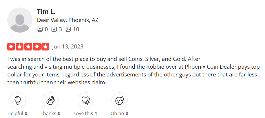 review 1 of Phoenix Coin And Gold Dealer