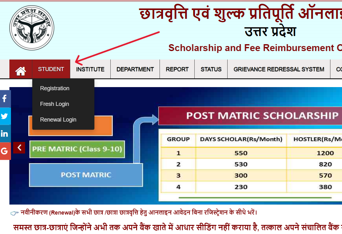 UP Scholarship 2024-25 (Registration Process)-edigitaluniversity.com