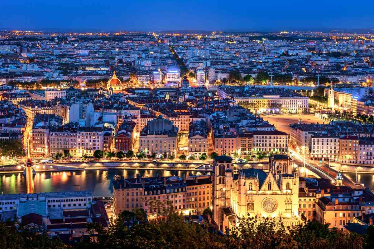 View of Lyon city from Fourviere, France