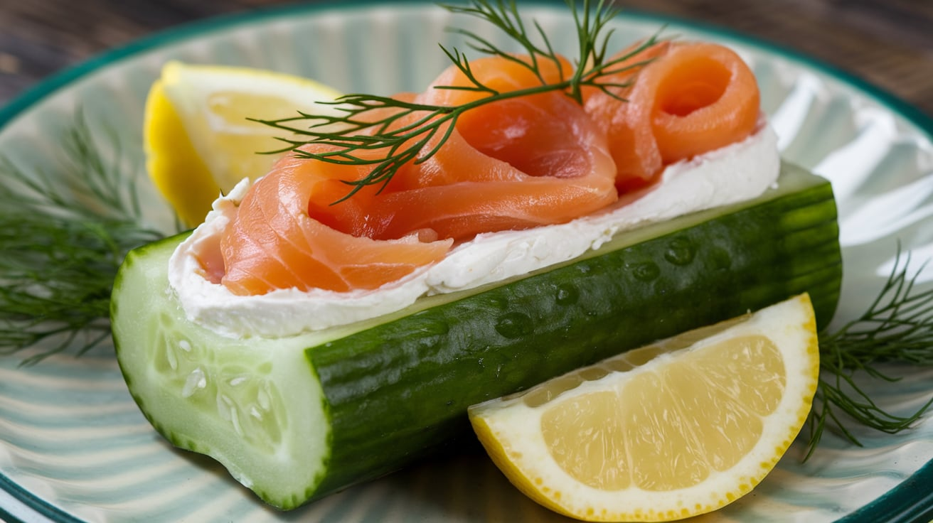 Chatelaine Smoked Salmon Roll on Cucumber Recipe