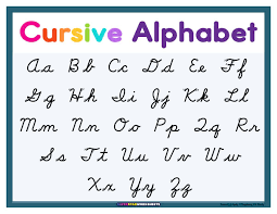 A close-up of a cursive alphabet

Description automatically generated