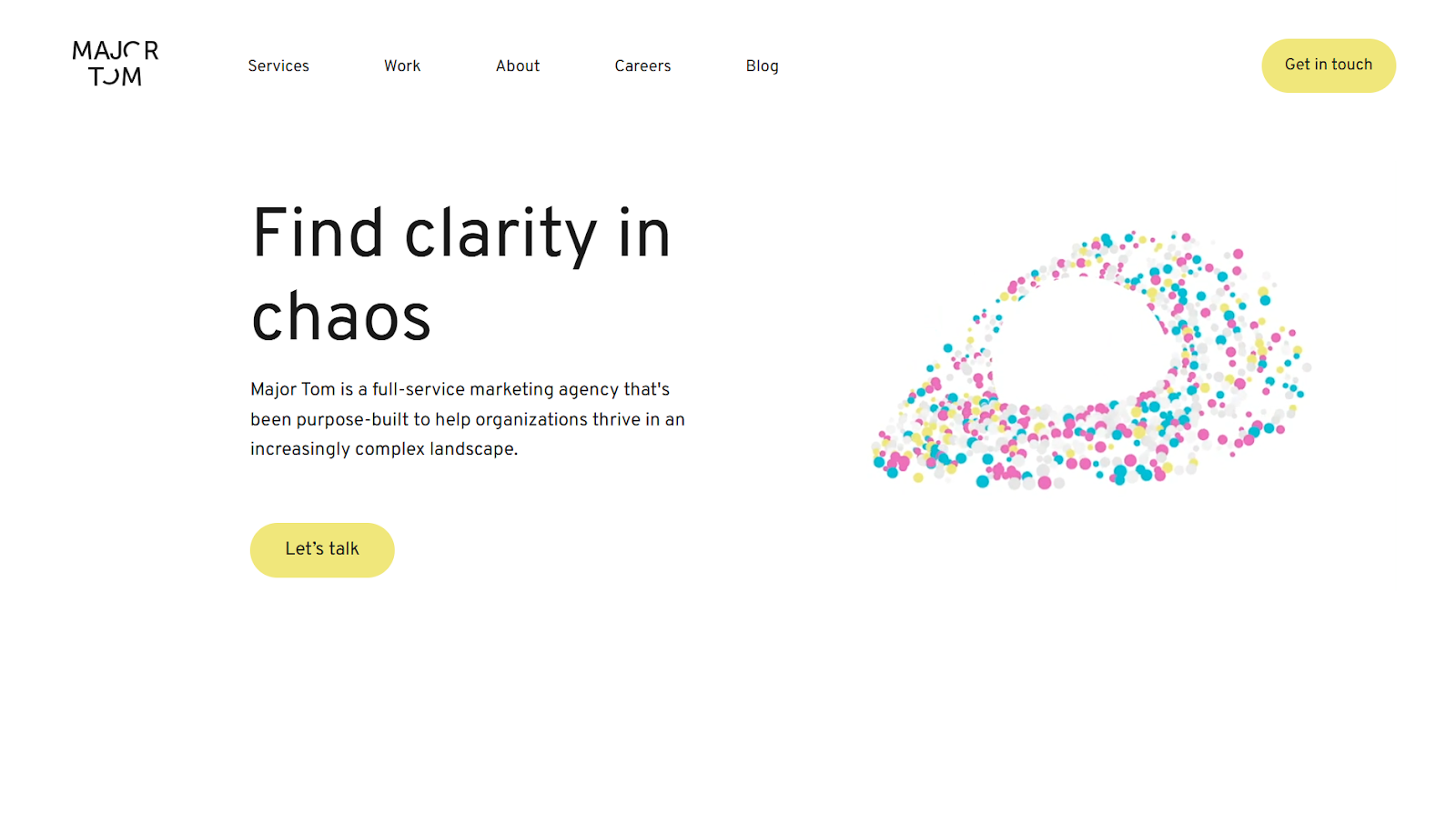Major Tom website screenshot.