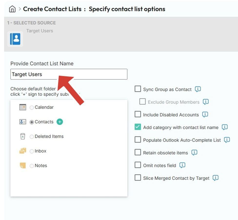 Name your contact list in Outlook
