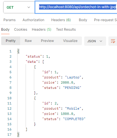 Use the NOT IN Operator in JPA Repository