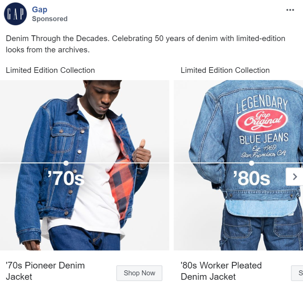 Facebook ads examples - Gap