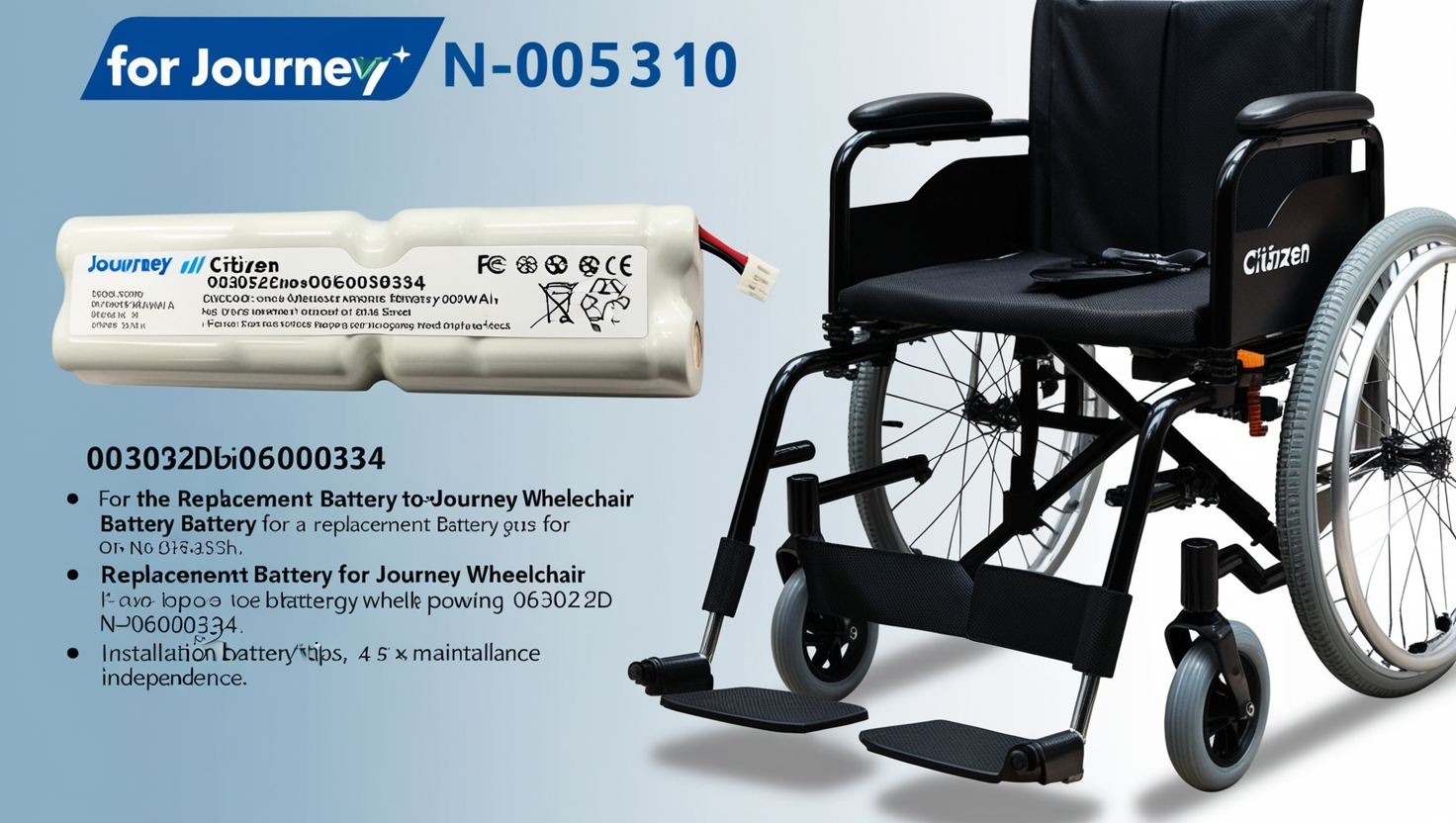 replacement battery for journey wheelchair 0030922d06000334
