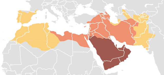 Mapa de la expansión del Califato Omeya