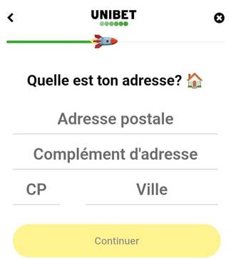 Unibet Entrez votre adresse postale