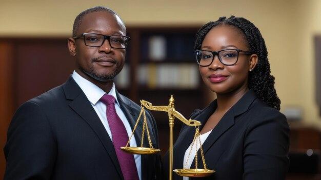 Two Lawyers Holding Scales of Justice