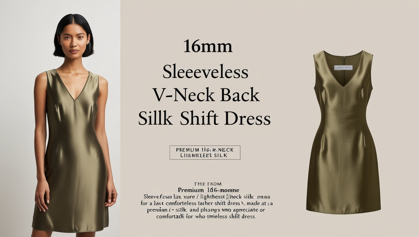 16mm Sleeveless V-neck back Silk Shift Dress