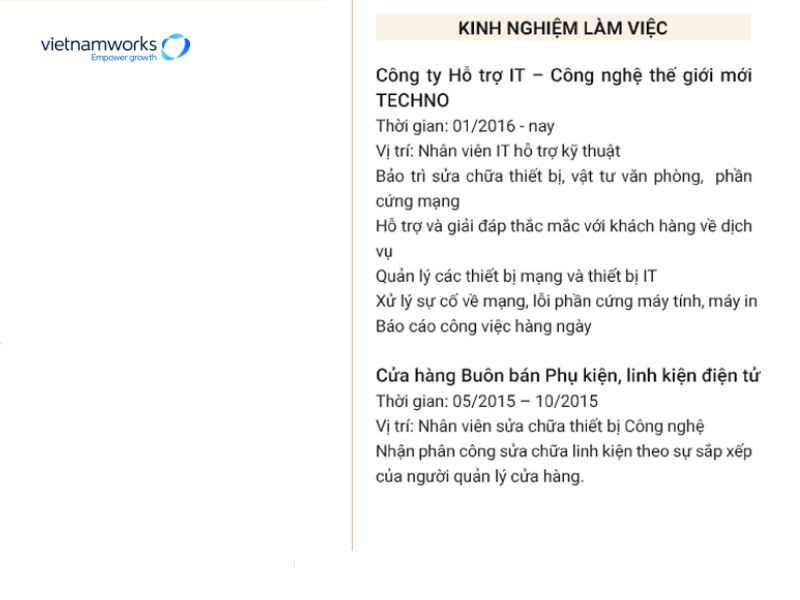 Mẫu cv it english