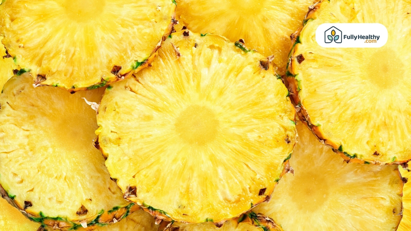 Juicy pineapple slices overlapping with bright yellow texture visible