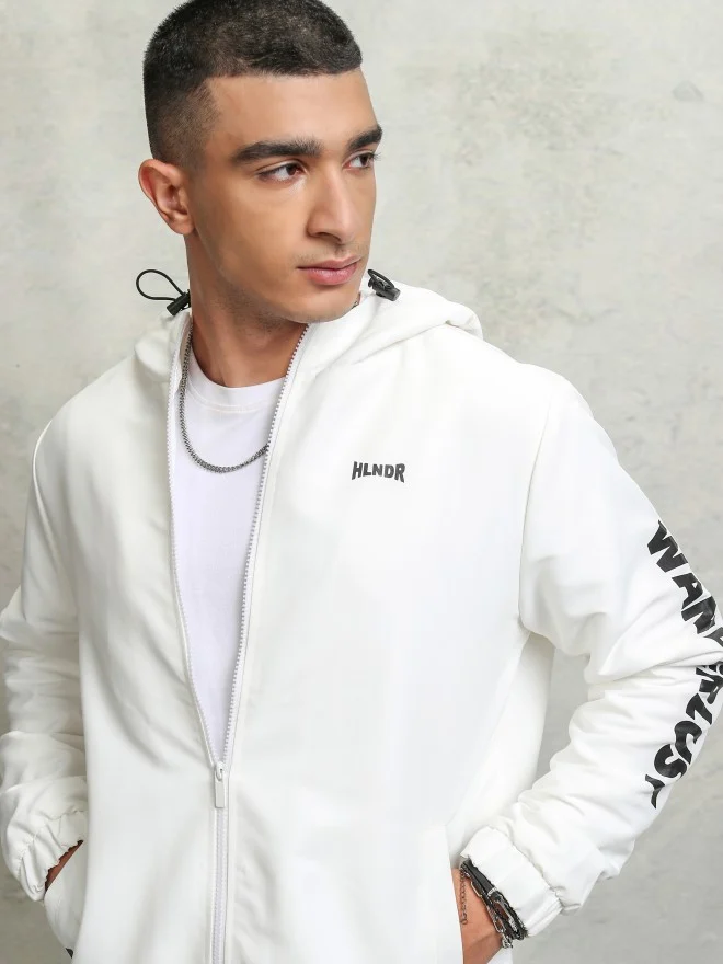 mens trendy white jacket