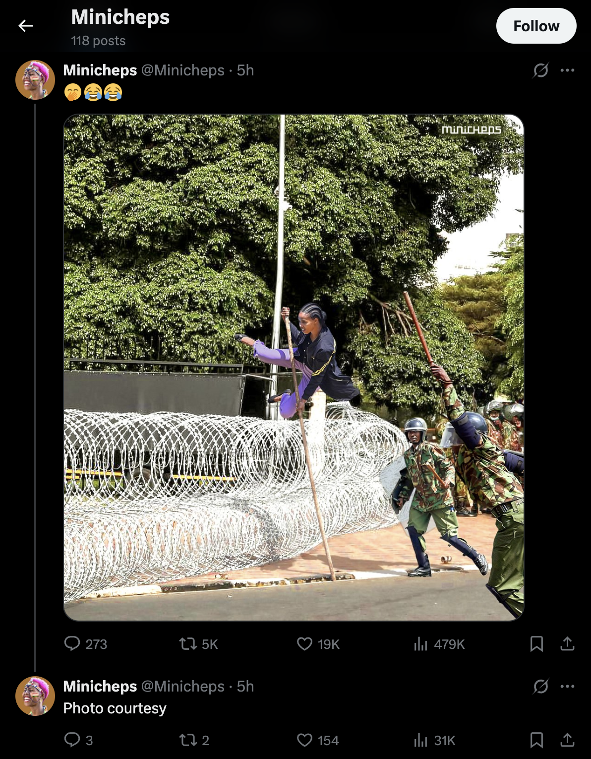 Leap over razor wire barricade: Viral image from Kenya’s June 25 protest is not real