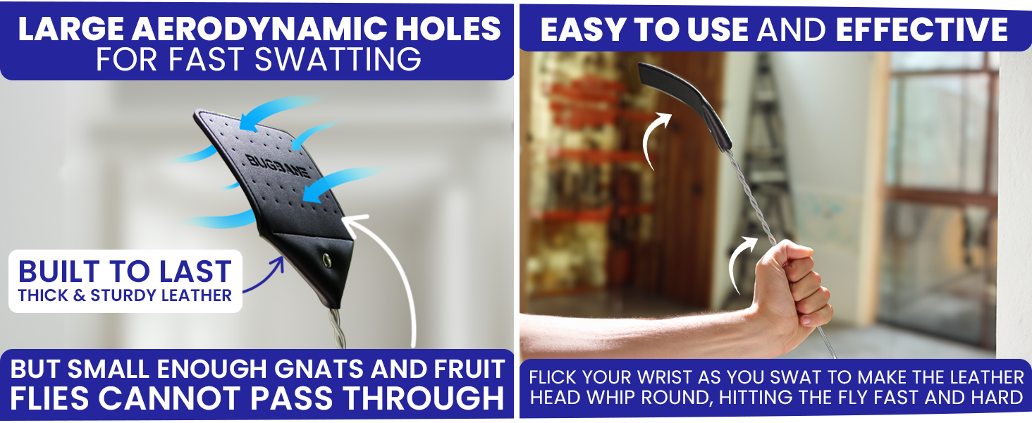 Large aerodynamic holes for fast swiping. Easy to use fly swatters multi pack
