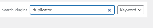 a screenshot of Duplicator in the search plugin bar