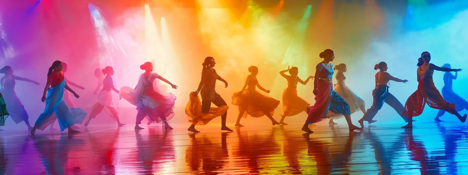 a vibrant and engaging online bollywood dance class with colorful costumes and energetic choreography.