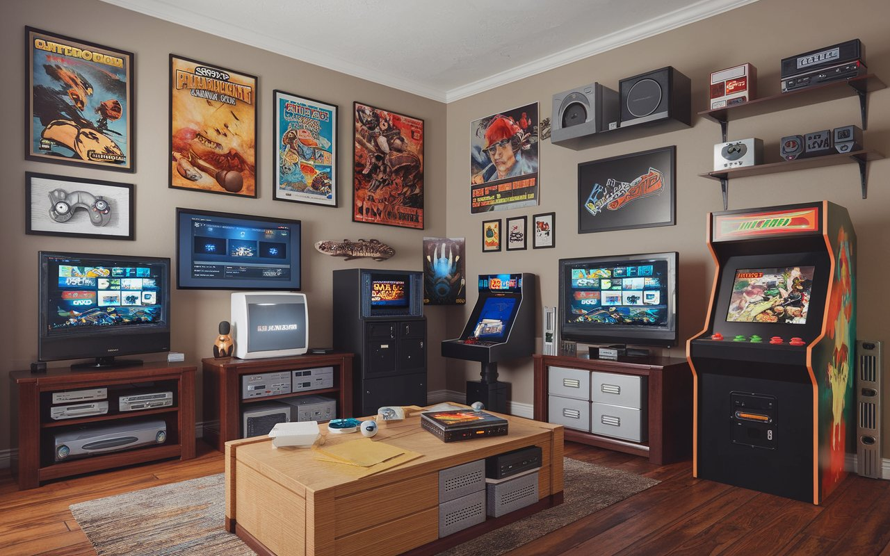 Retro Gaming Geek Room Background Wallpaper 1920x1080
