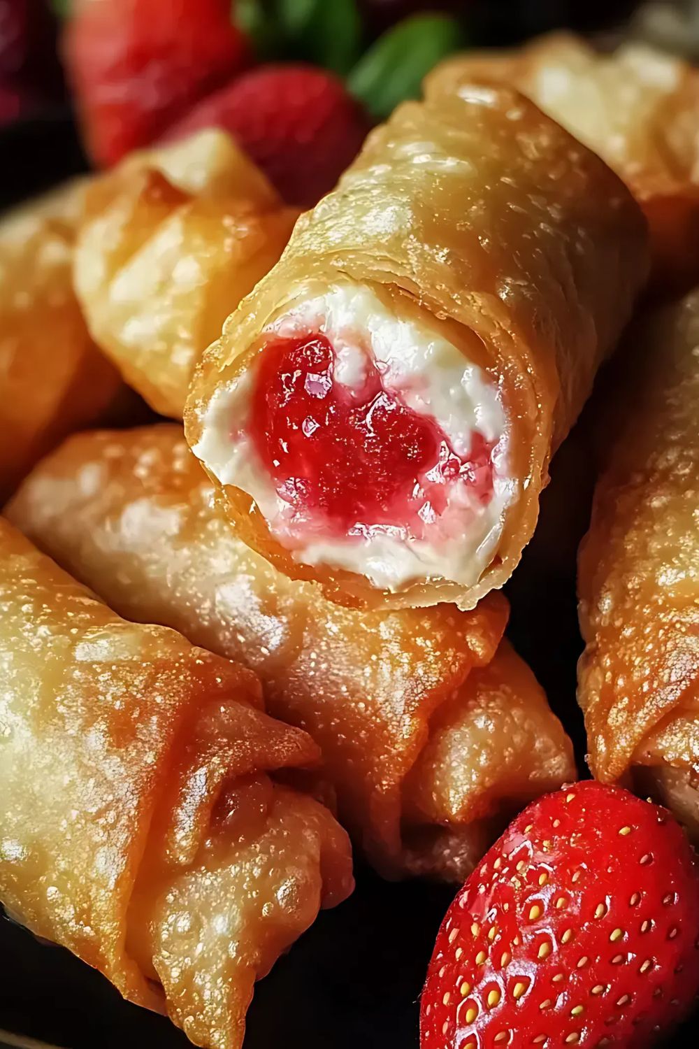 strawberry cheesecake eggroll bites
