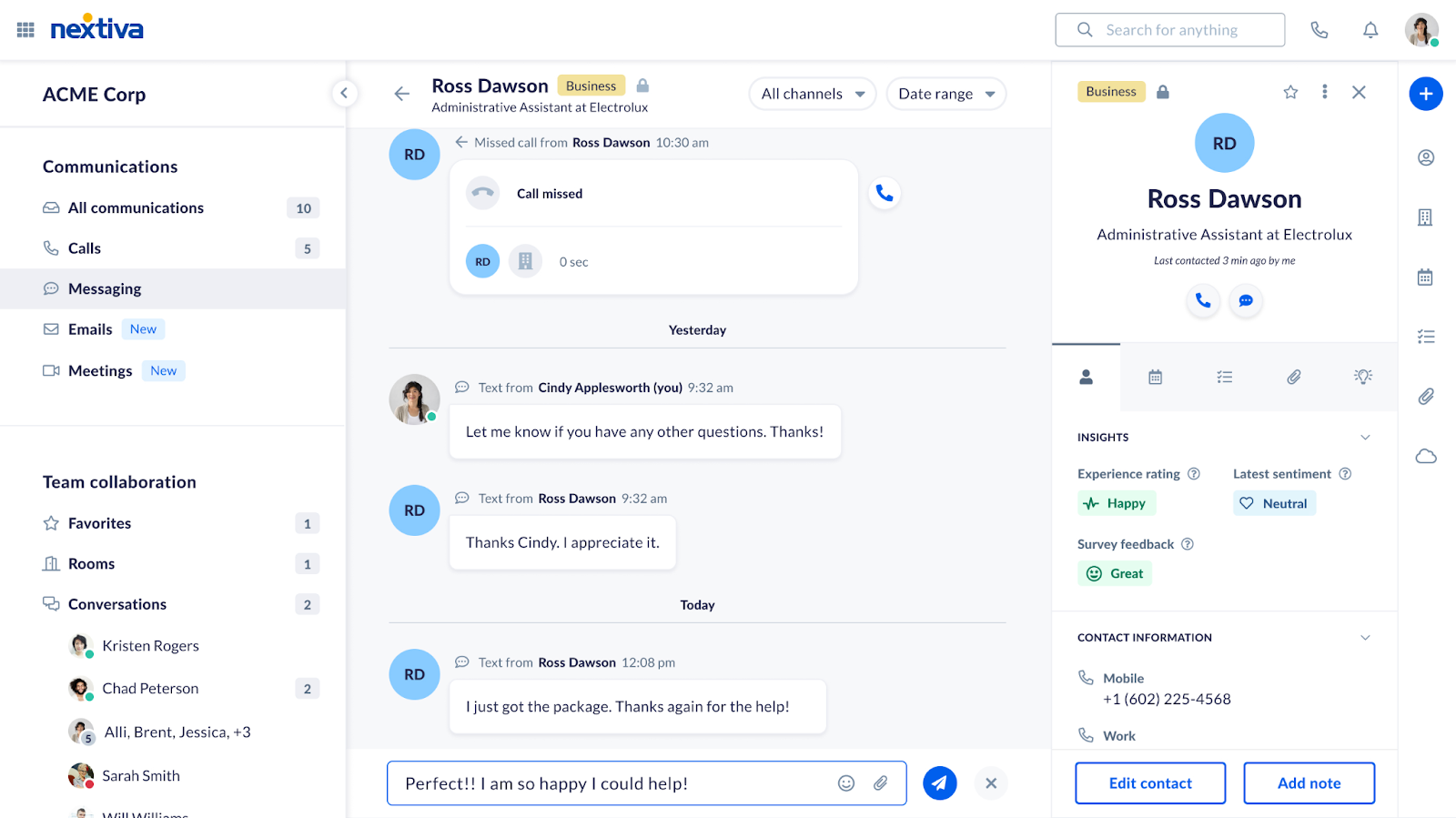 Nextiva communication, messaging