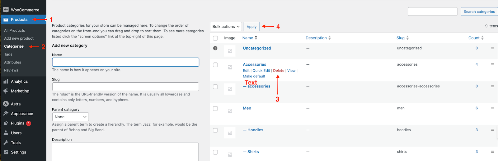 Locate the Category to Remove in woocommerce