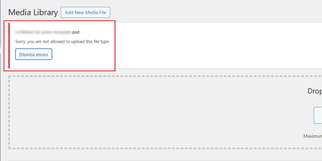 wordpress unsupported file format