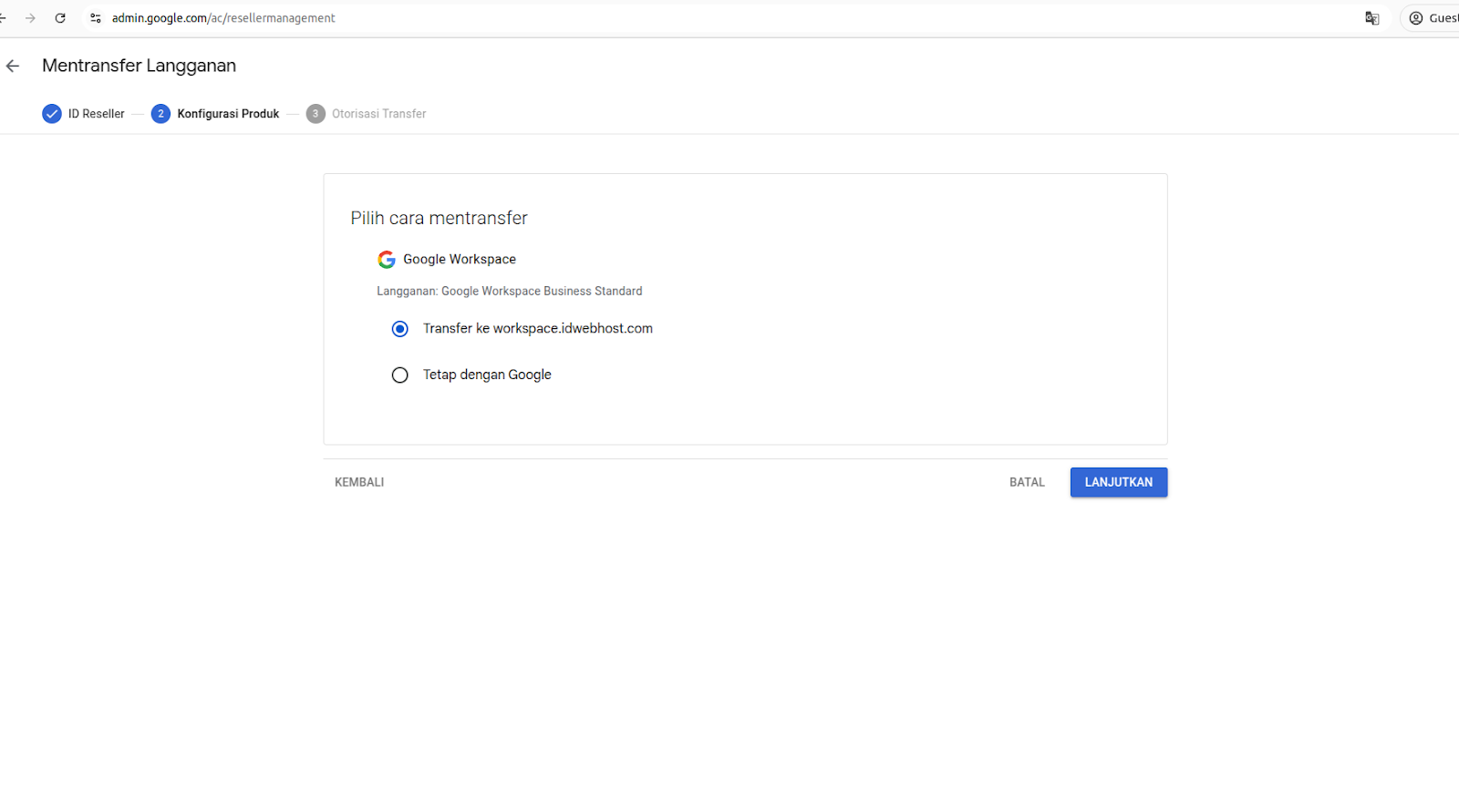 Transfer Google Workspace