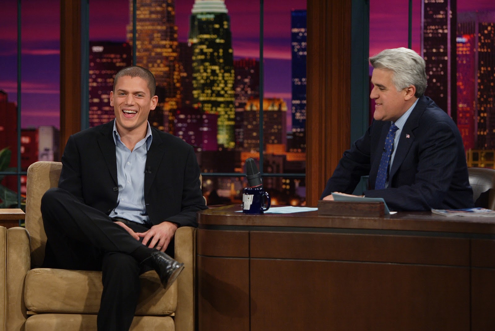 Wentworth Miller during an interview with host Jay Leno on November 21, 2005 | Source: Getty Images