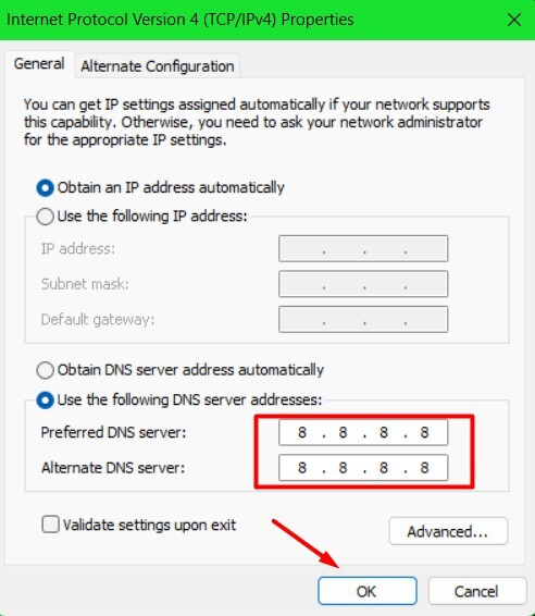 change dns settings windows