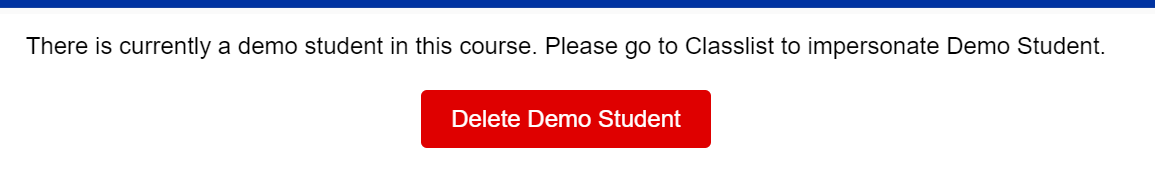 Delete Demo Student button