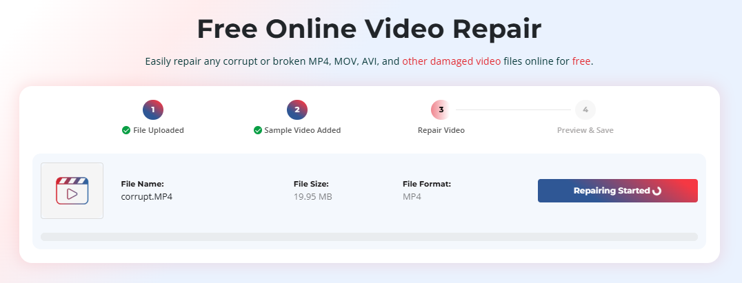 Online Video Repair tool step 3