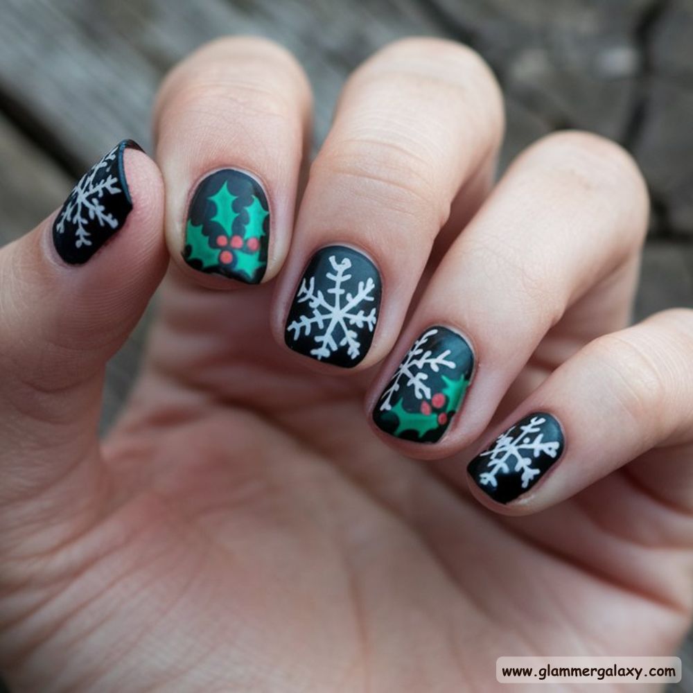 Dark Winter Nails having Practical Short Nail Styles
