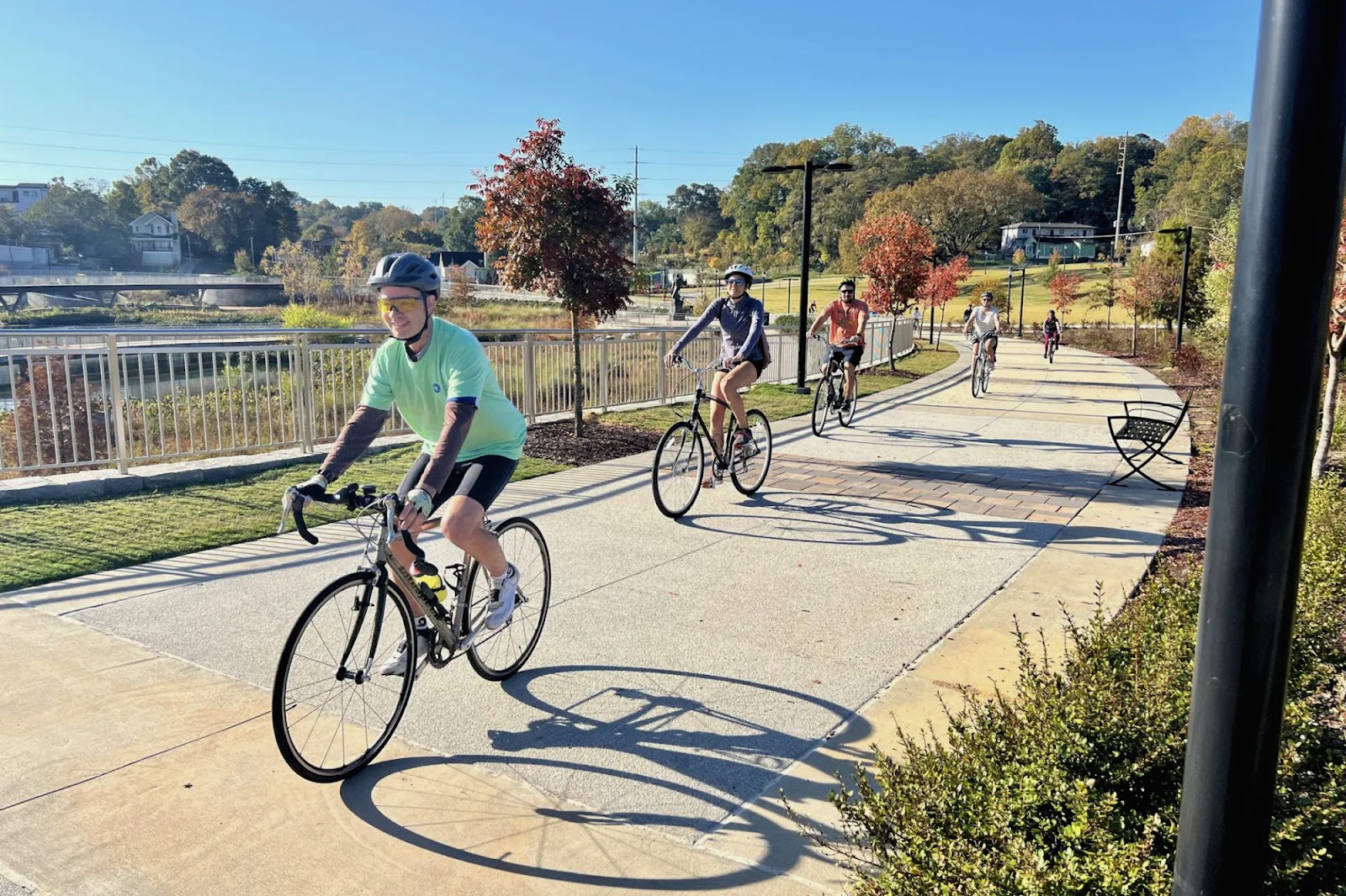 Two people cycling which is on the list of top team building activities in Atlanta.