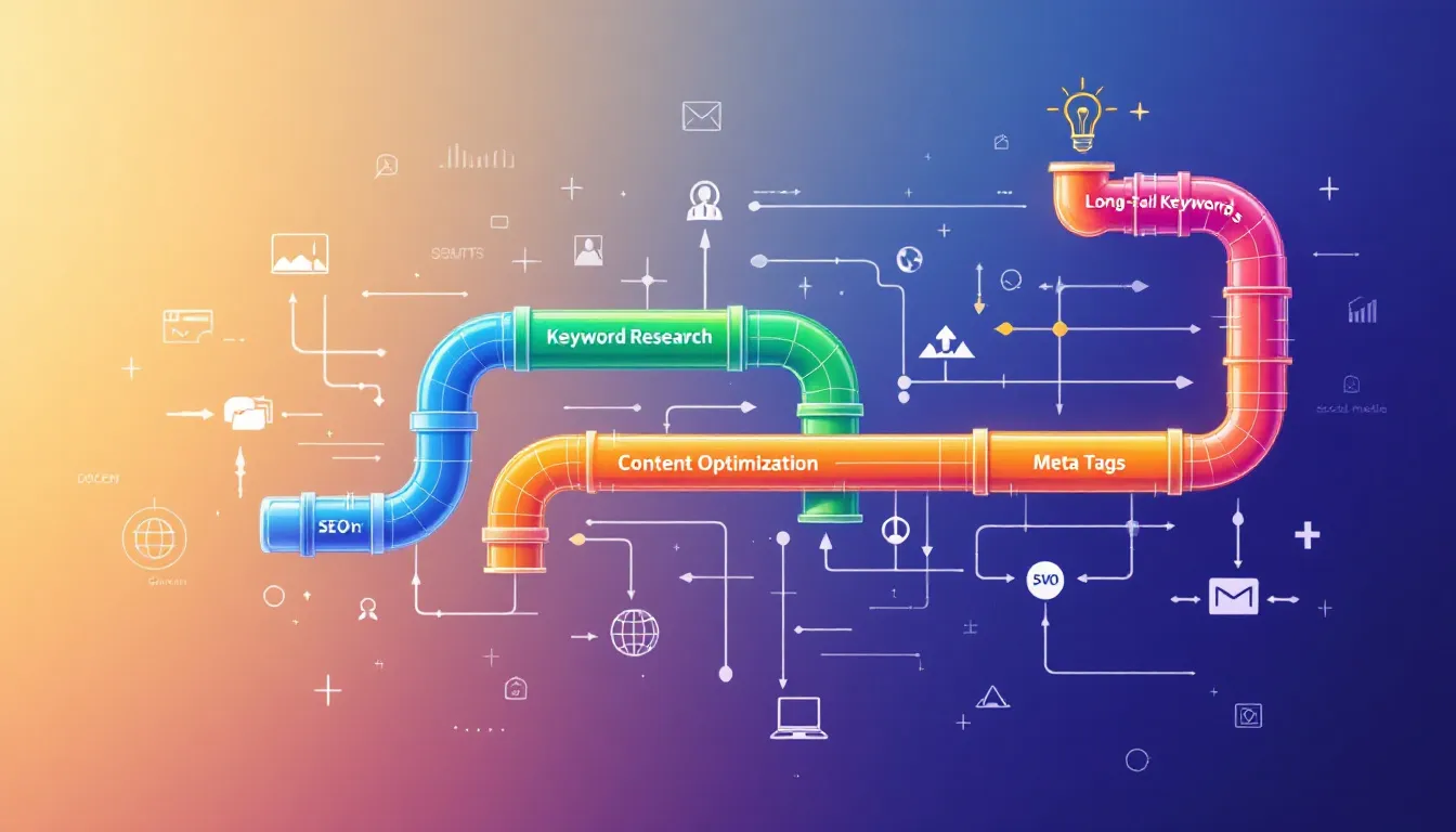 A graphic representation of keyword optimization strategies for plumbing ads.