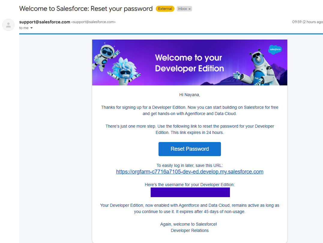 Reset Password for Salesforce Account